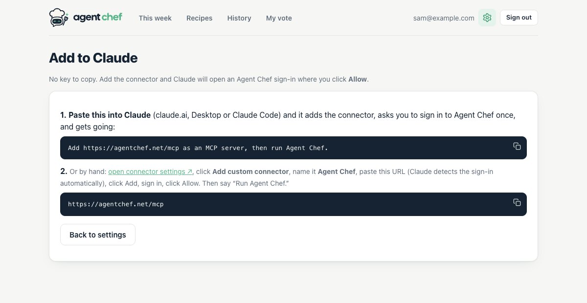 Click to enlarge The connect page: one sentence to paste into your agent